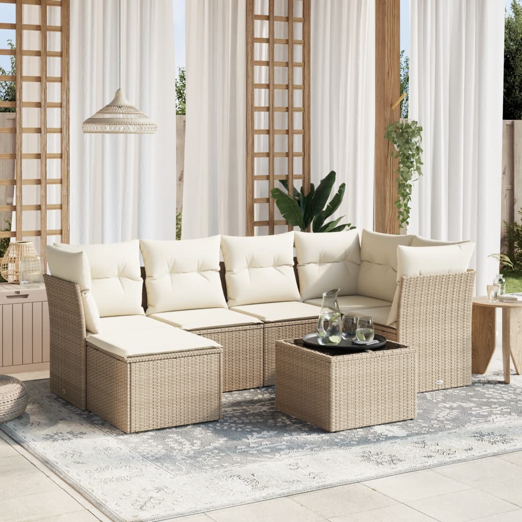 Sofasæt Til Haven 7 Dele Med Hynder Polyrattan Brun