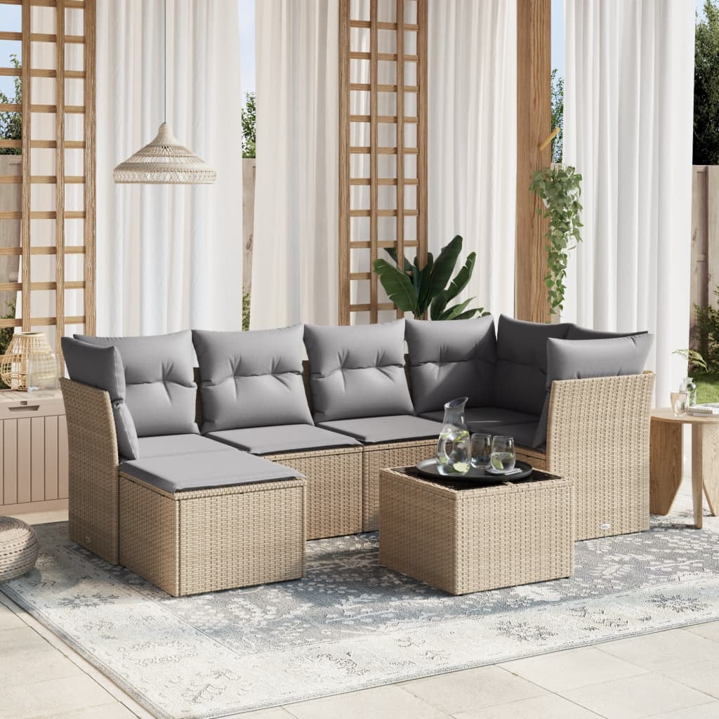 Sofasæt Til Haven 7 Dele Med Hynder Polyrattan Brun