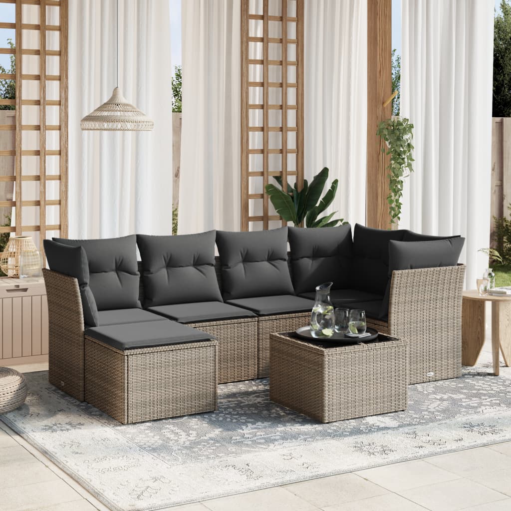 Sofasæt Til Haven 7 Dele Med Hynder Polyrattan Brun