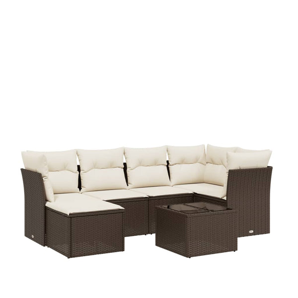 Sofasæt Til Haven 7 Dele Med Hynder Polyrattan Brun