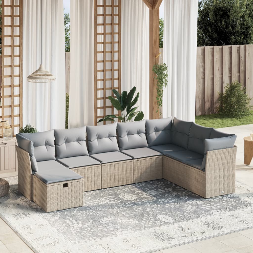 Sofasæt Til Haven 9 Dele Med Hynder Polyrattan Brun