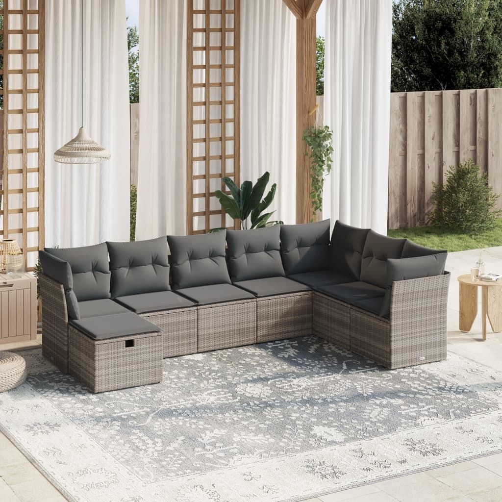 Sofasæt Til Haven 9 Dele Med Hynder Polyrattan Brun