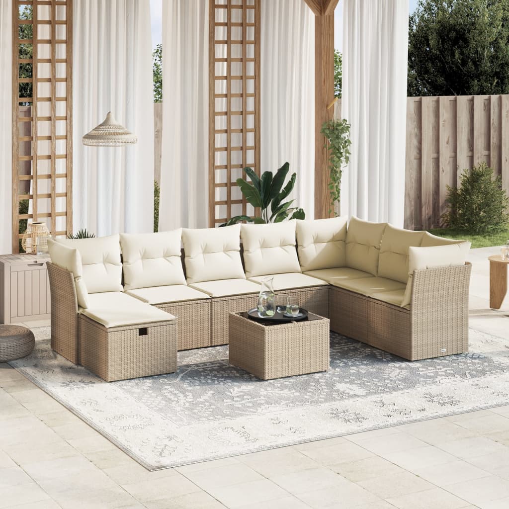 Sofasæt Til Haven 9 Dele Med Hynder Polyrattan Brun