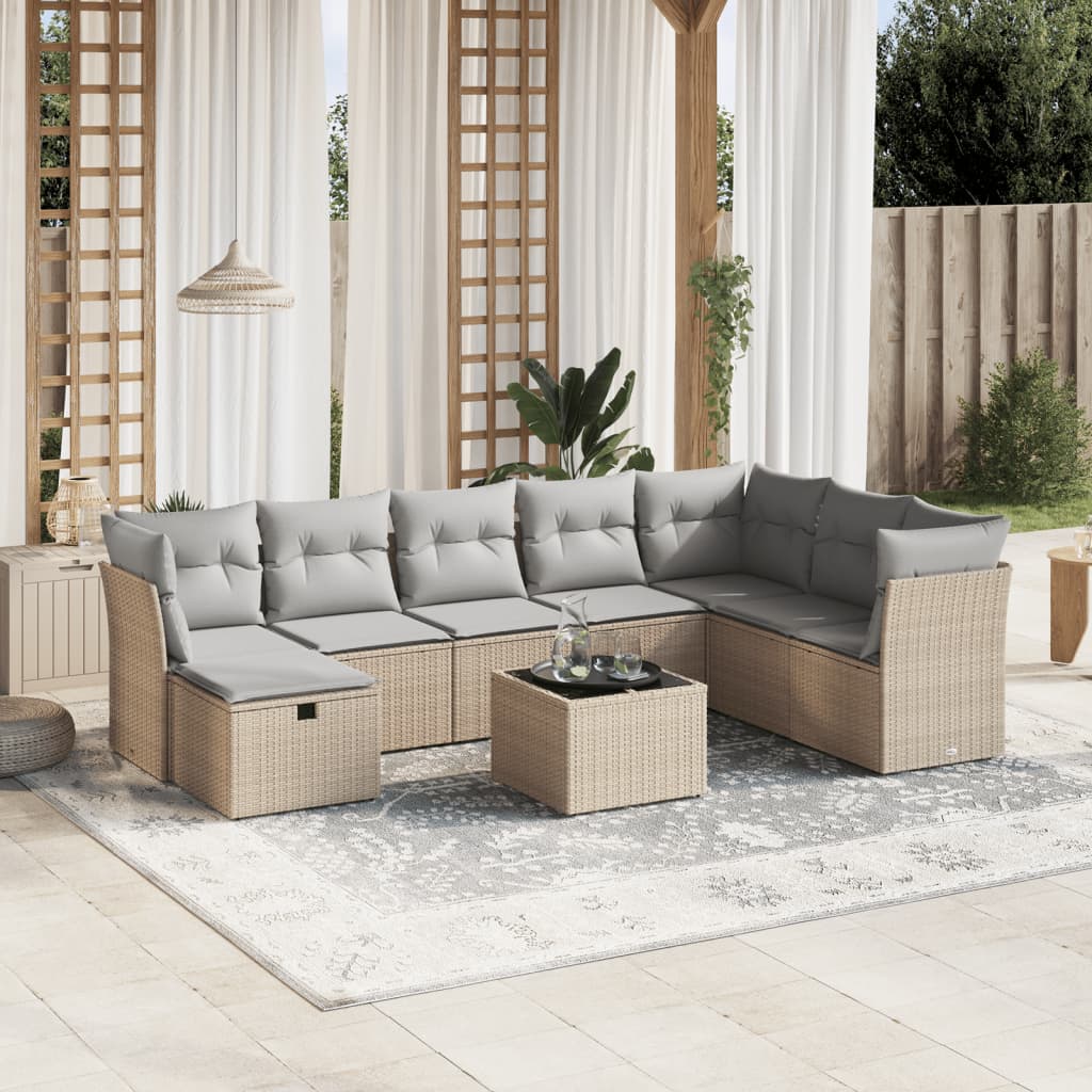 Sofasæt Til Haven 9 Dele Med Hynder Polyrattan Brun