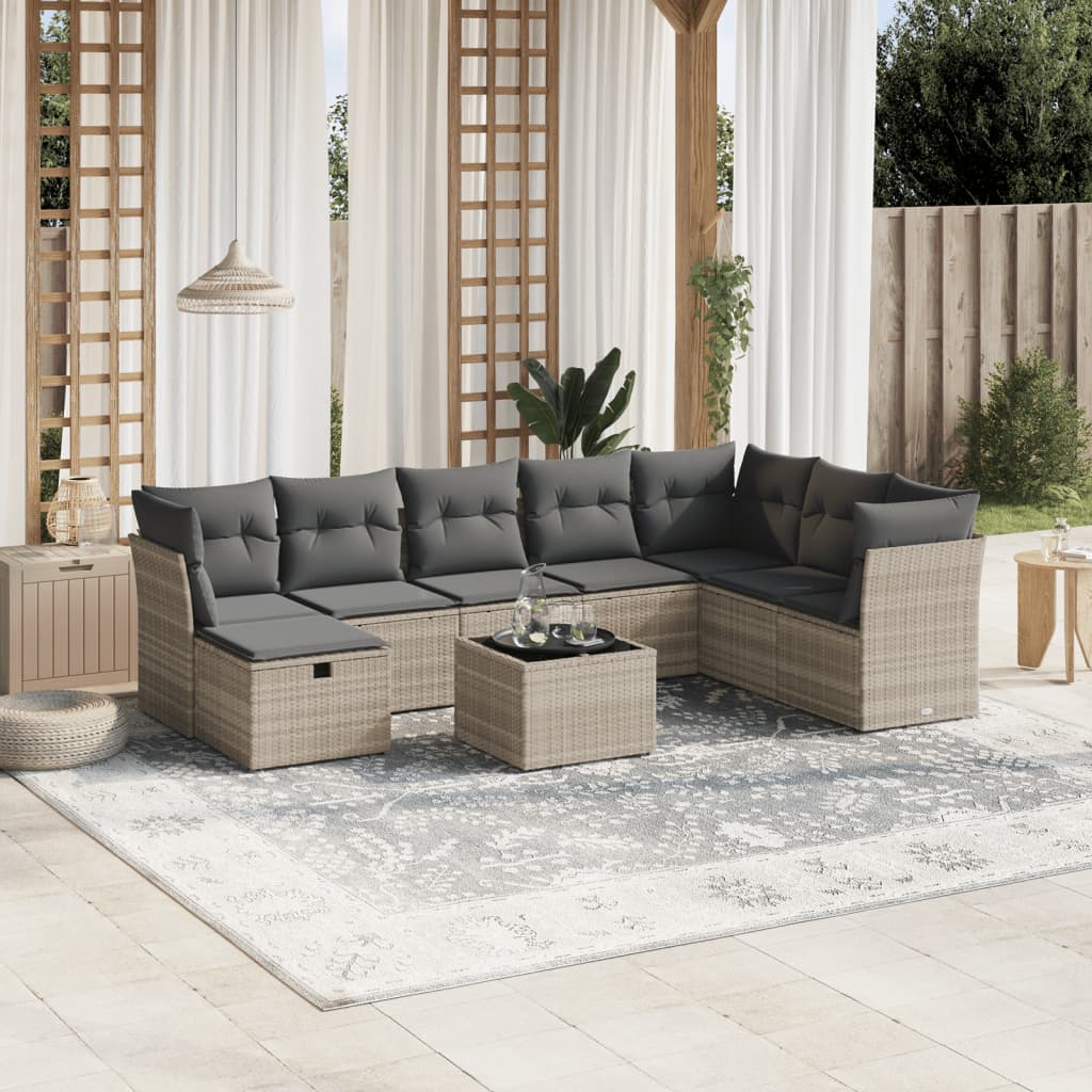 Sofasæt Til Haven 9 Dele Med Hynder Polyrattan Brun