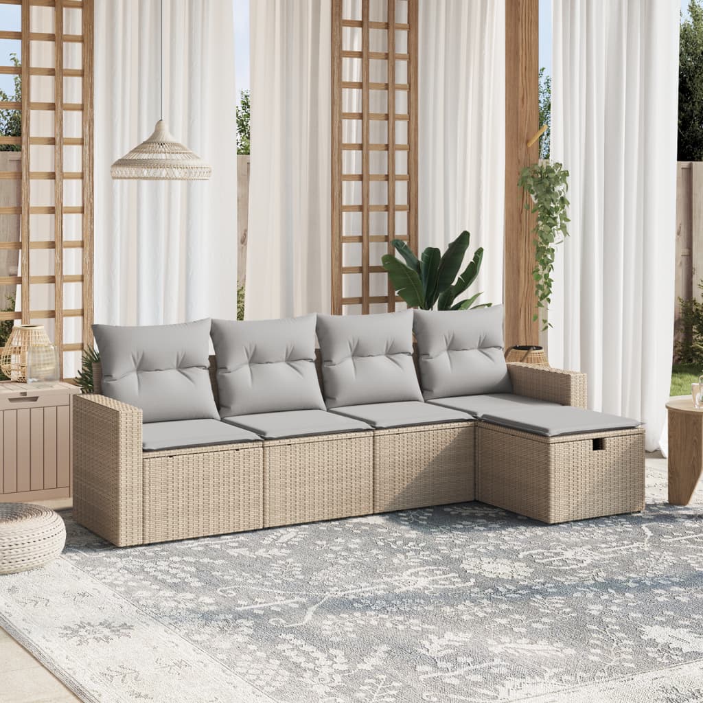 Sofasæt Til Haven 6 Dele Med Hynder Polyrattan Brun