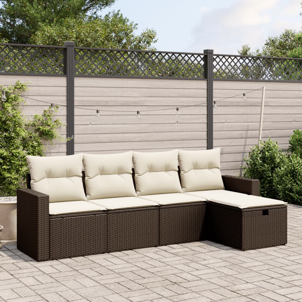 Sofasæt Til Haven 6 Dele Med Hynder Polyrattan Brun