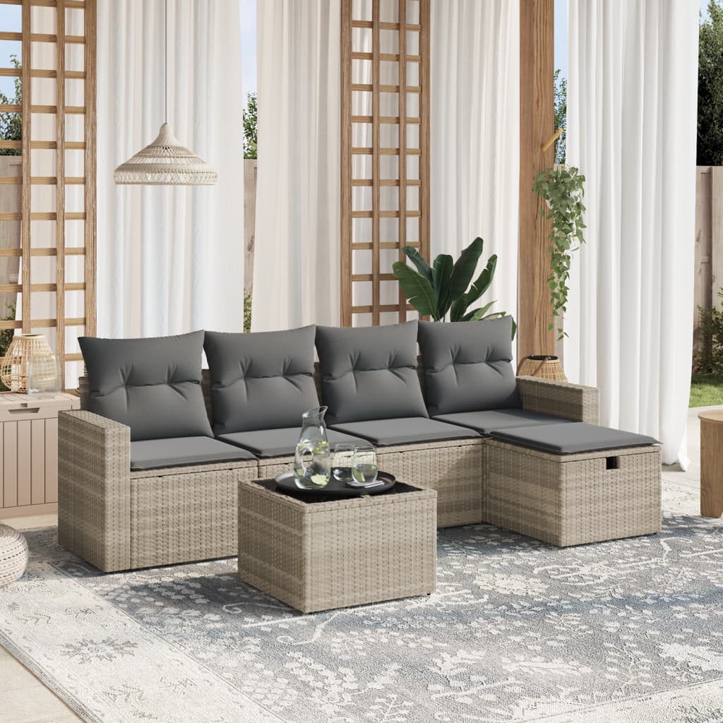 Sofasæt Til Haven 6 Dele Med Hynder Polyrattan Brun