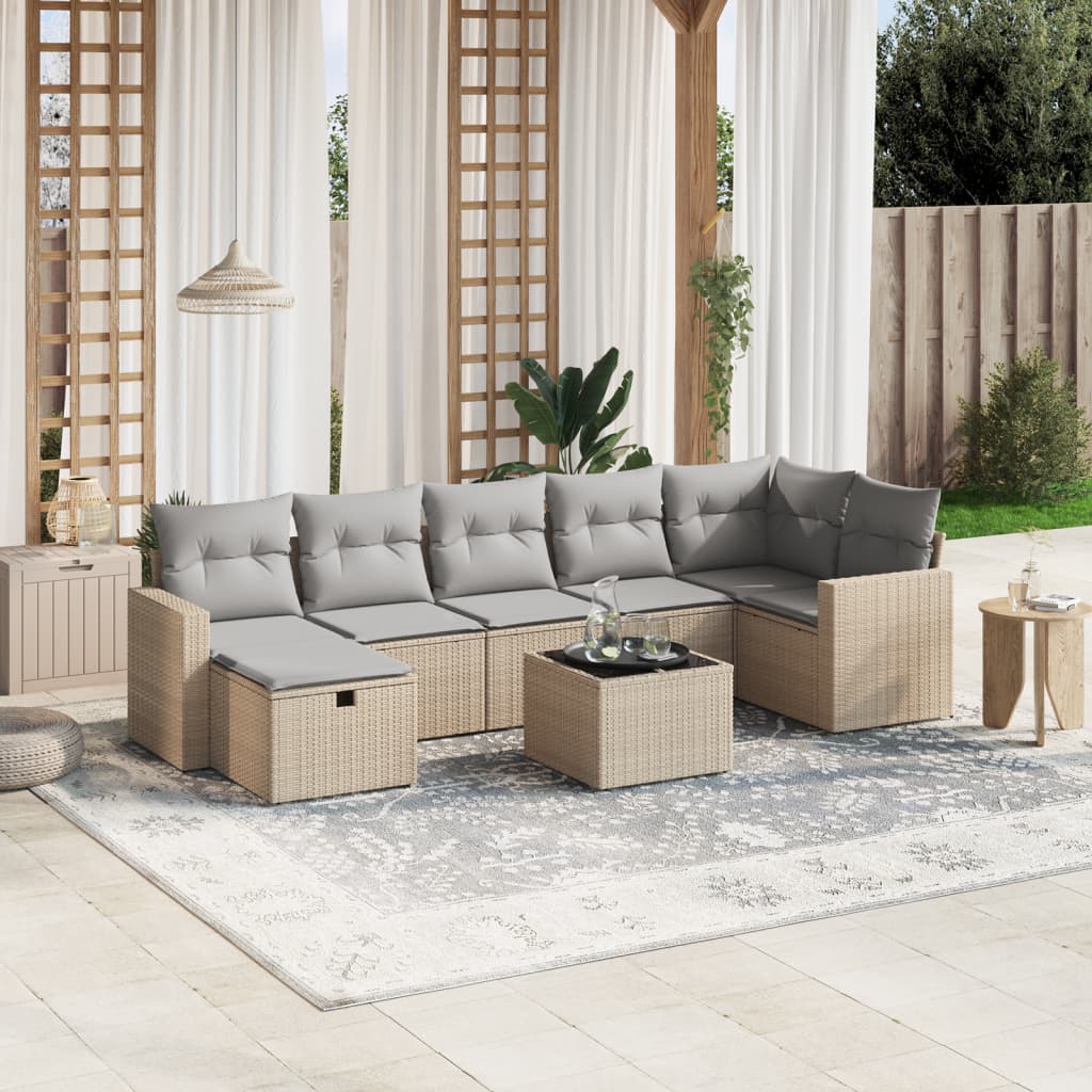 Sofasæt Til Haven 8 Dele Med Hynder Polyrattan Brun
