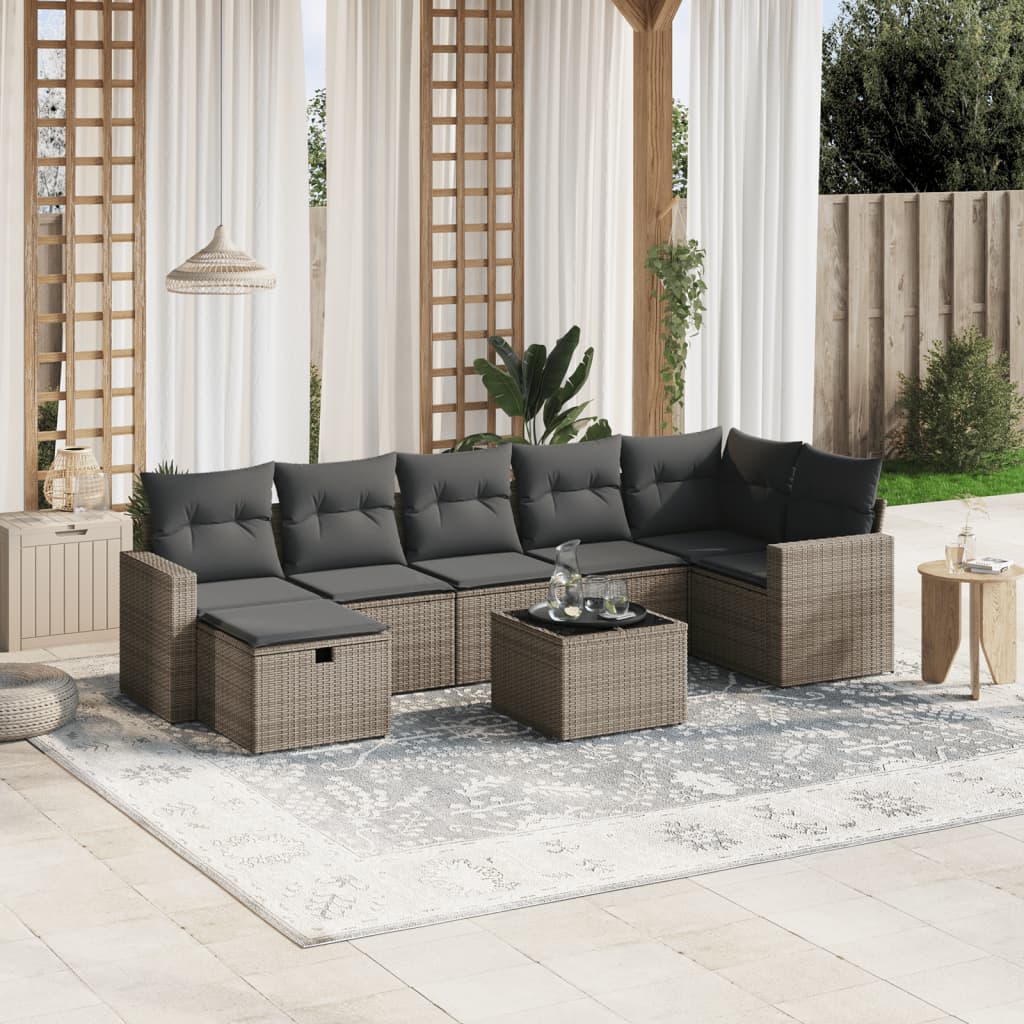 Sofasæt Til Haven 8 Dele Med Hynder Polyrattan Brun