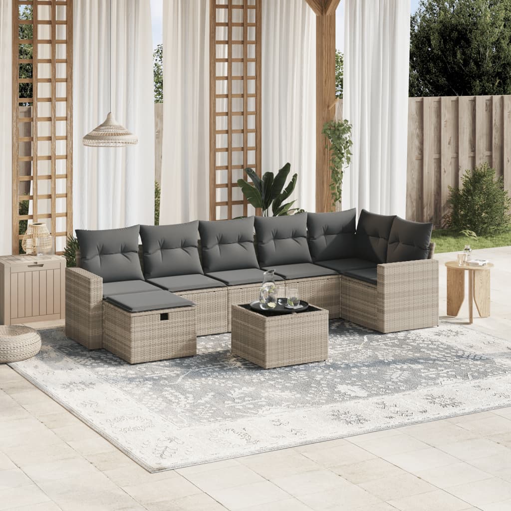 Sofasæt Til Haven 8 Dele Med Hynder Polyrattan Brun