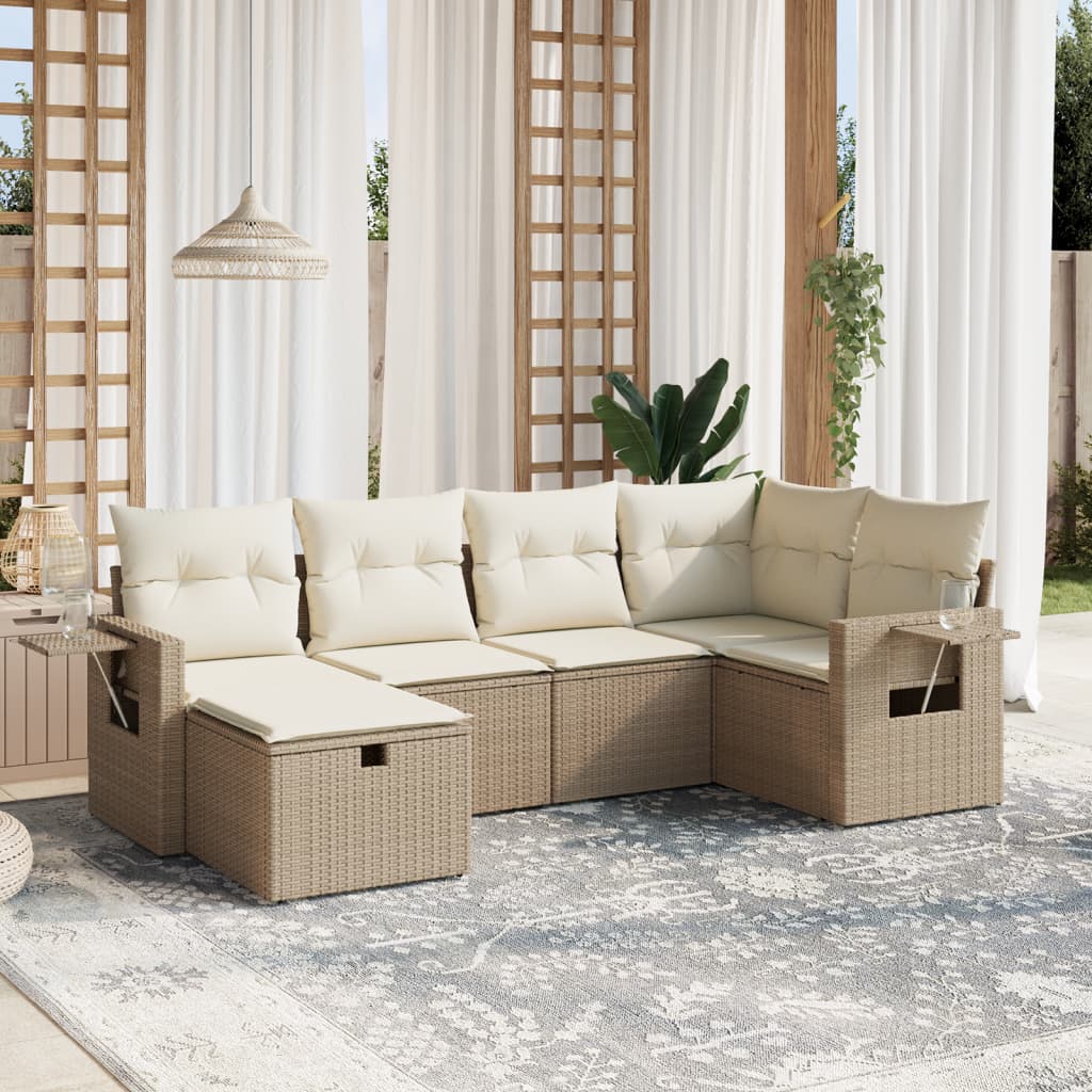 Sofasæt Til Haven 7 Dele Med Hynder Polyrattan Brun