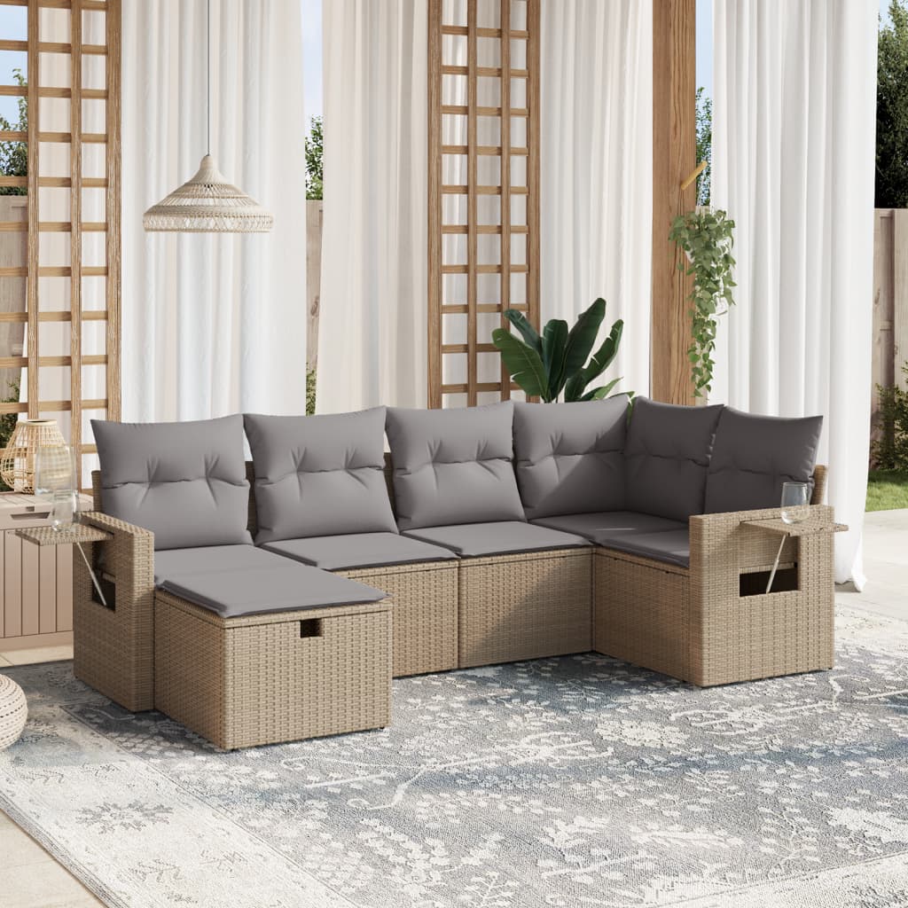 Sofasæt Til Haven 7 Dele Med Hynder Polyrattan Brun