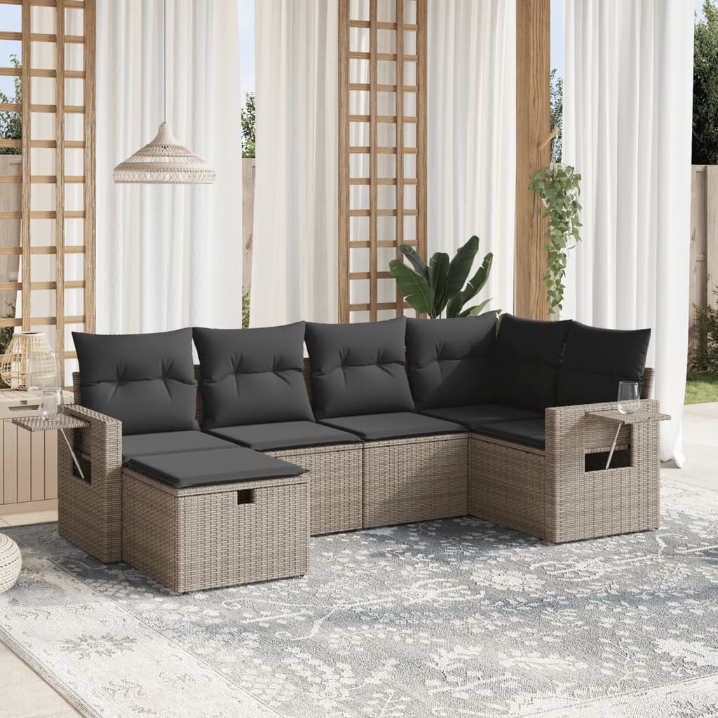 Sofasæt Til Haven 7 Dele Med Hynder Polyrattan Brun