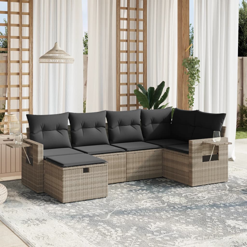 Sofasæt Til Haven 7 Dele Med Hynder Polyrattan Brun