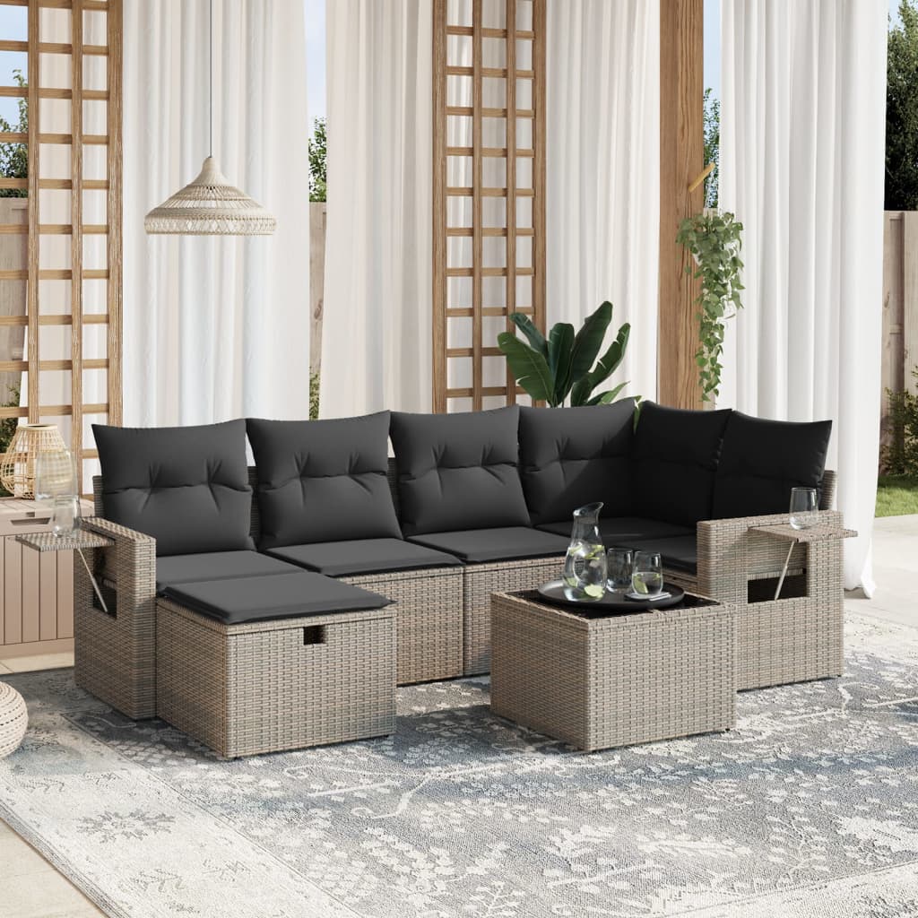 Sofasæt Til Haven 7 Dele Med Hynder Polyrattan Brun
