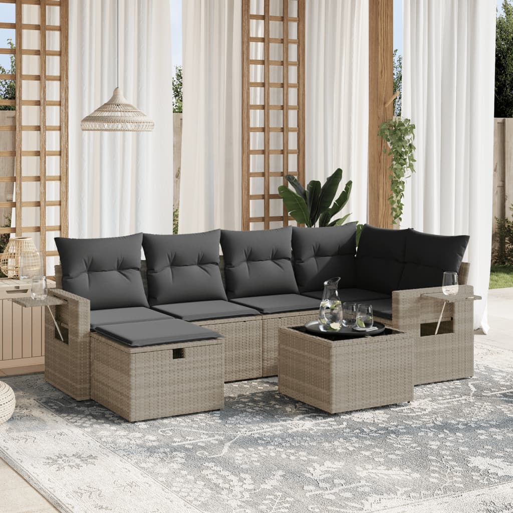 Sofasæt Til Haven 7 Dele Med Hynder Polyrattan Brun