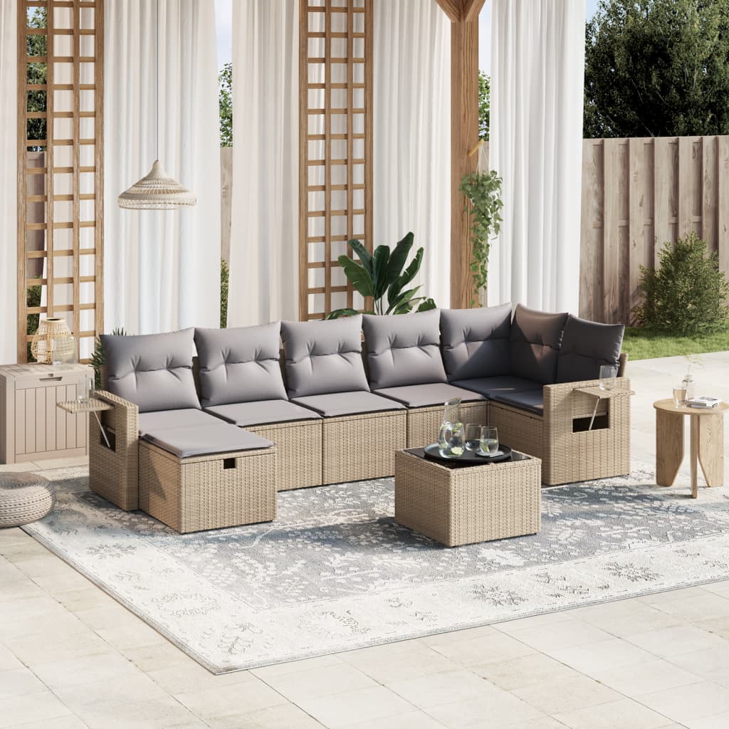 Sofasæt Til Haven 8 Dele Med Hynder Polyrattan Brun