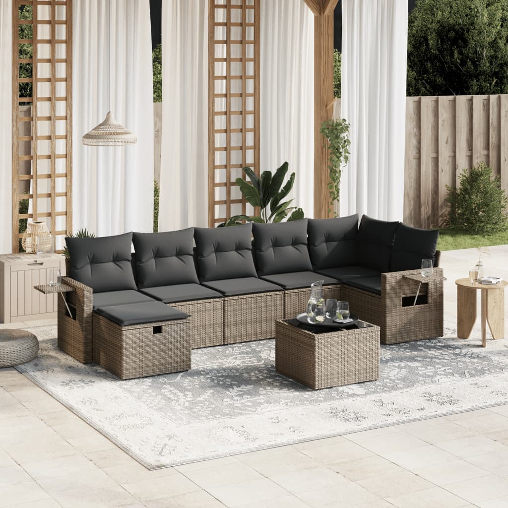 Sofasæt Til Haven 8 Dele Med Hynder Polyrattan Brun