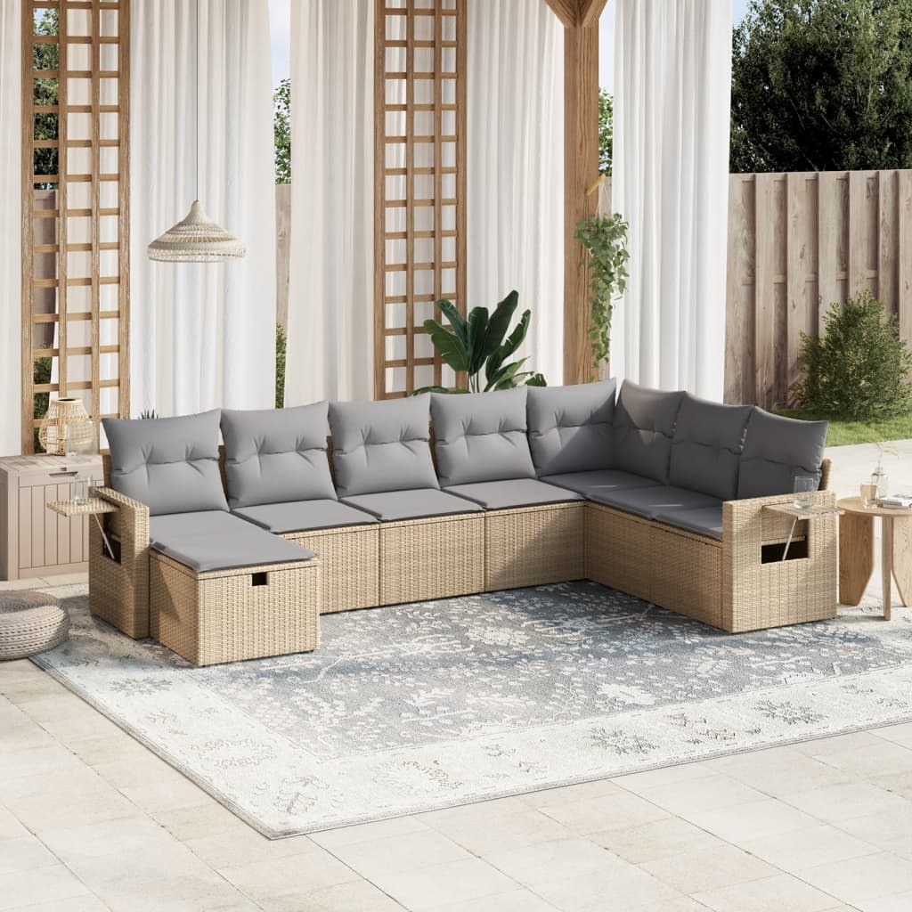 Sofasæt Til Haven 9 Dele Med Hynder Polyrattan Brun