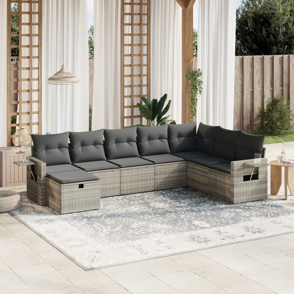 Sofasæt Til Haven 9 Dele Med Hynder Polyrattan Brun