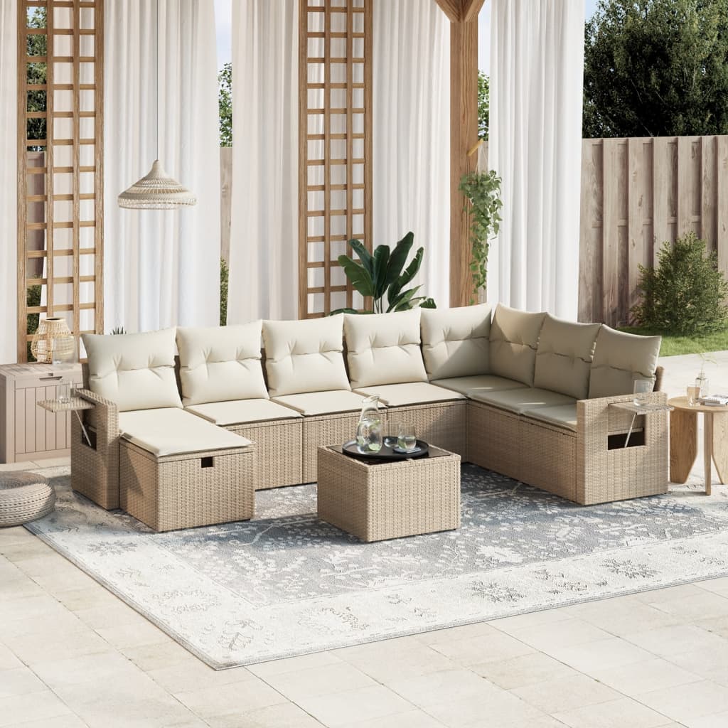 Sofasæt Til Haven 9 Dele Med Hynder Polyrattan Brun