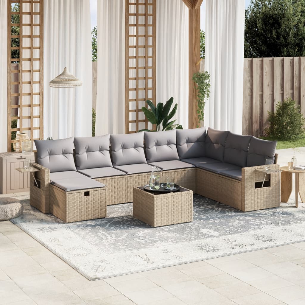 Sofasæt Til Haven 9 Dele Med Hynder Polyrattan Brun