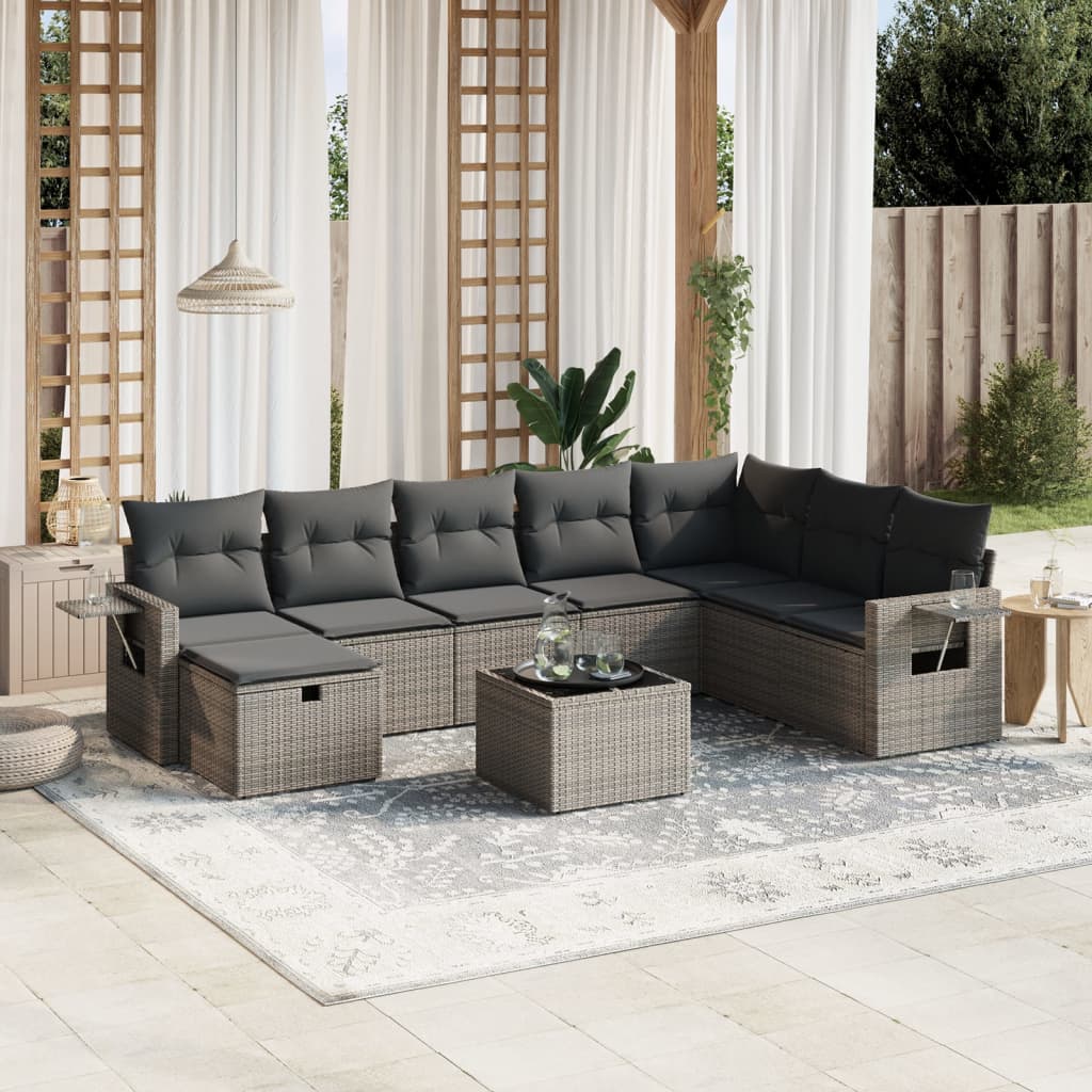 Sofasæt Til Haven 9 Dele Med Hynder Polyrattan Brun