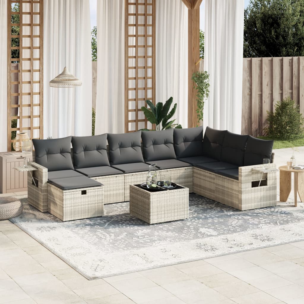 Sofasæt Til Haven 9 Dele Med Hynder Polyrattan Brun