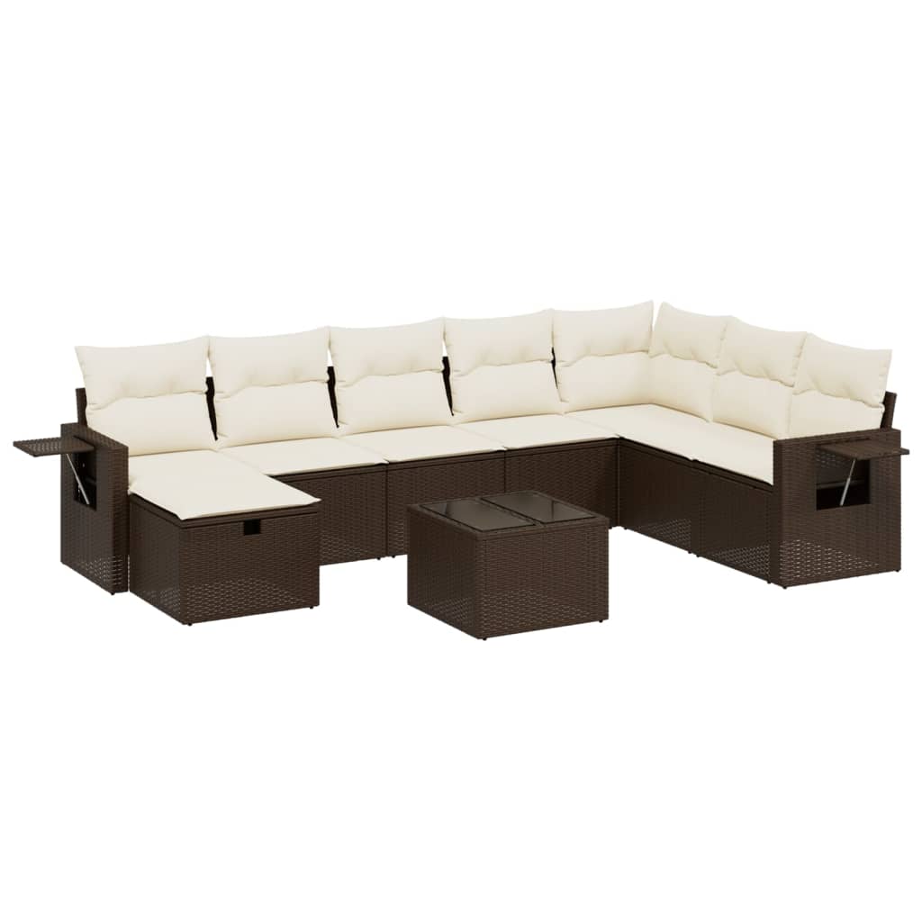 Sofasæt Til Haven 9 Dele Med Hynder Polyrattan Brun
