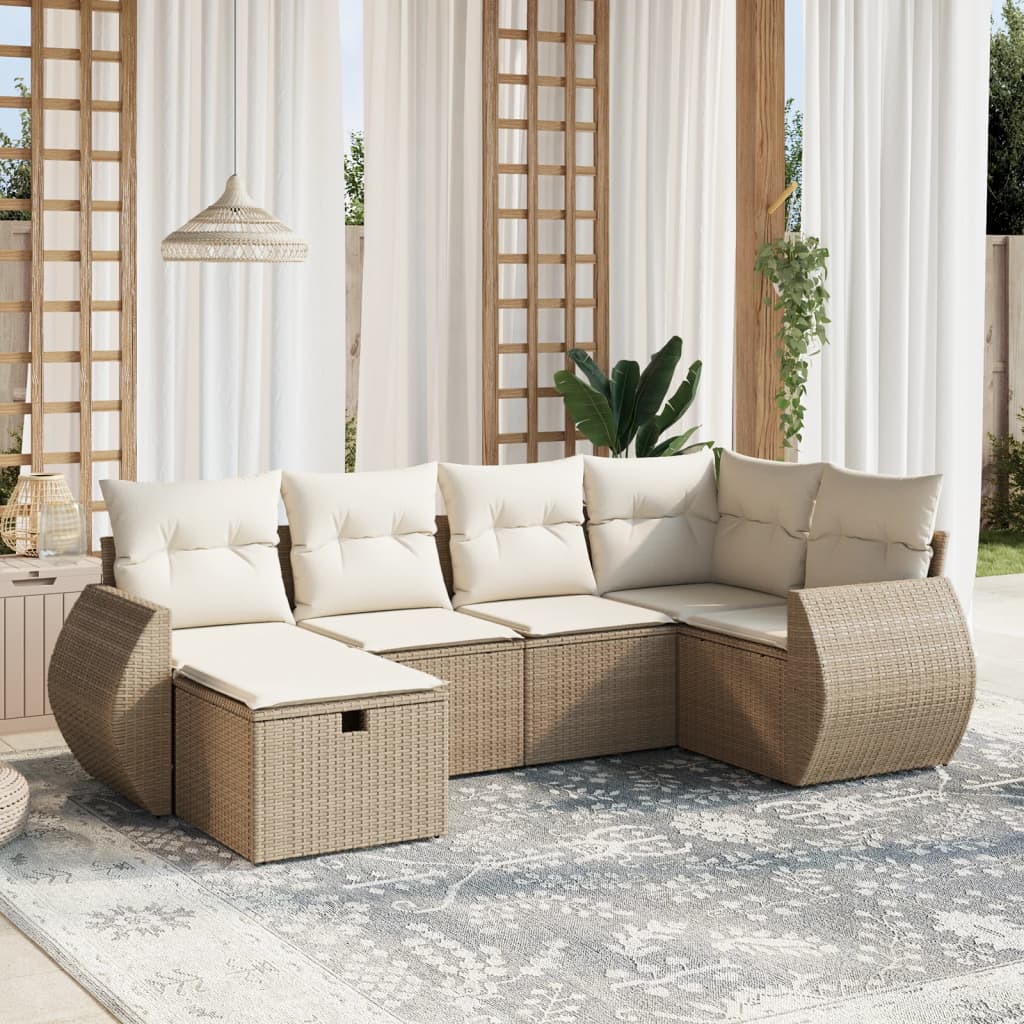 Sofasæt Til Haven 7 Dele Med Hynder Polyrattan Brun
