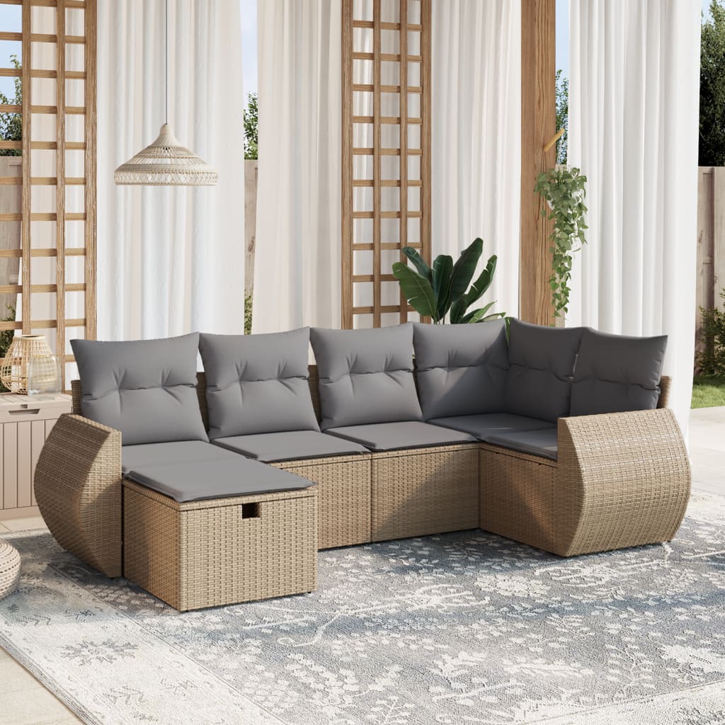 Sofasæt Til Haven 7 Dele Med Hynder Polyrattan Brun