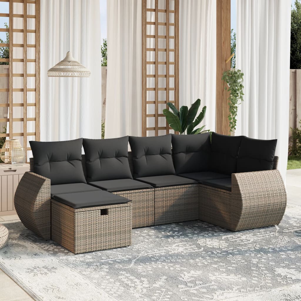 Sofasæt Til Haven 7 Dele Med Hynder Polyrattan Brun