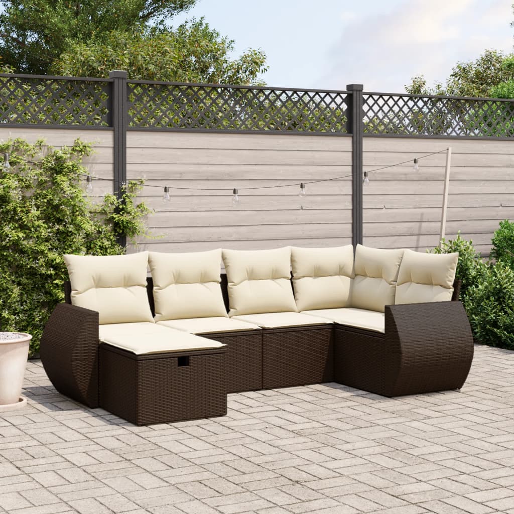 Sofasæt Til Haven 7 Dele Med Hynder Polyrattan Brun