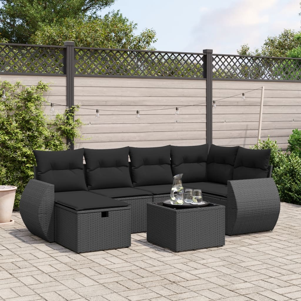 Sofasæt Til Haven 7 Dele Med Hynder Polyrattan Brun