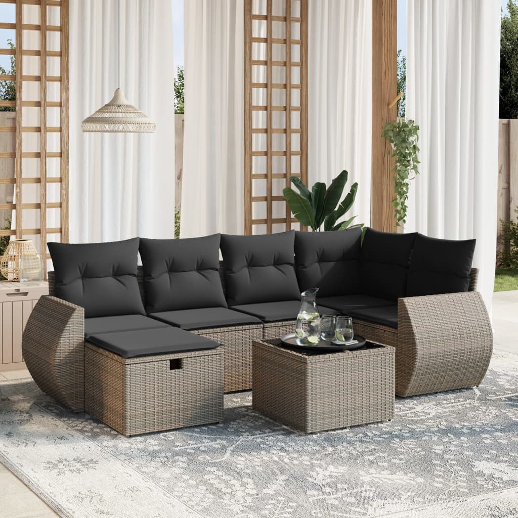 Sofasæt Til Haven 7 Dele Med Hynder Polyrattan Brun