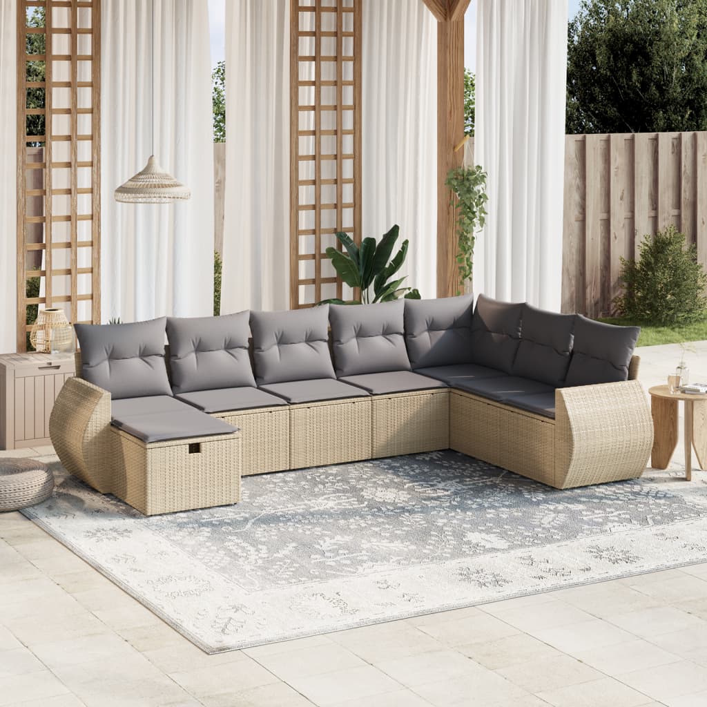 Sofasæt Til Haven 9 Dele Med Hynder Polyrattan Brun