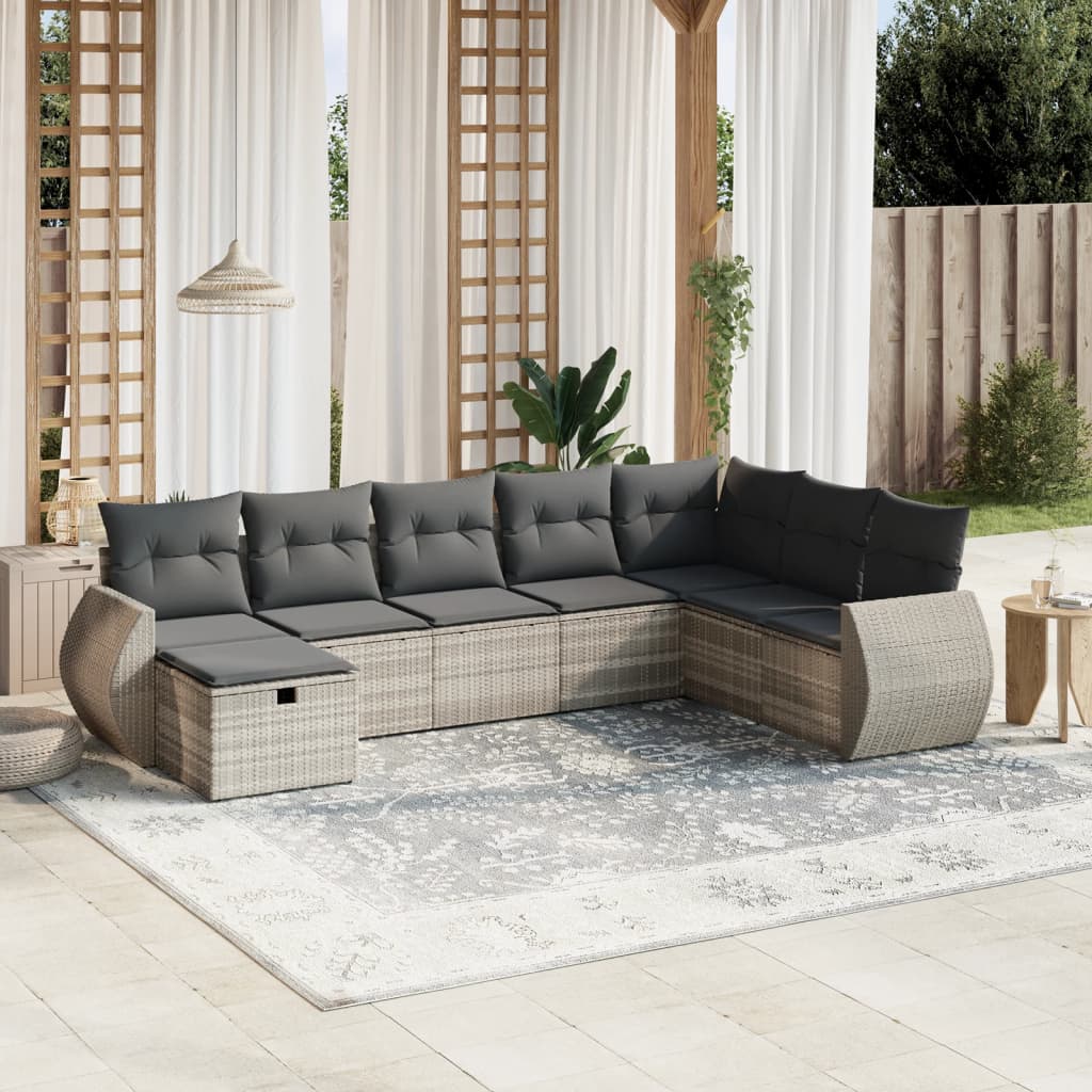 Sofasæt Til Haven 9 Dele Med Hynder Polyrattan Brun