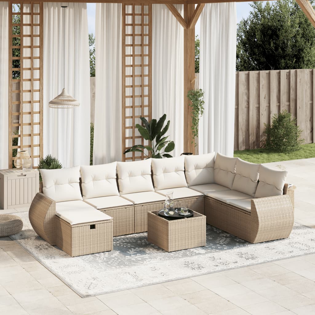Sofasæt Til Haven 9 Dele Med Hynder Polyrattan Brun
