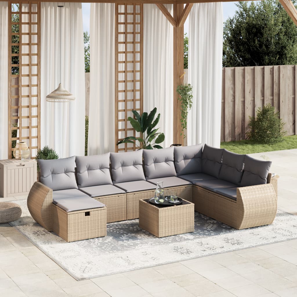 Sofasæt Til Haven 9 Dele Med Hynder Polyrattan Brun