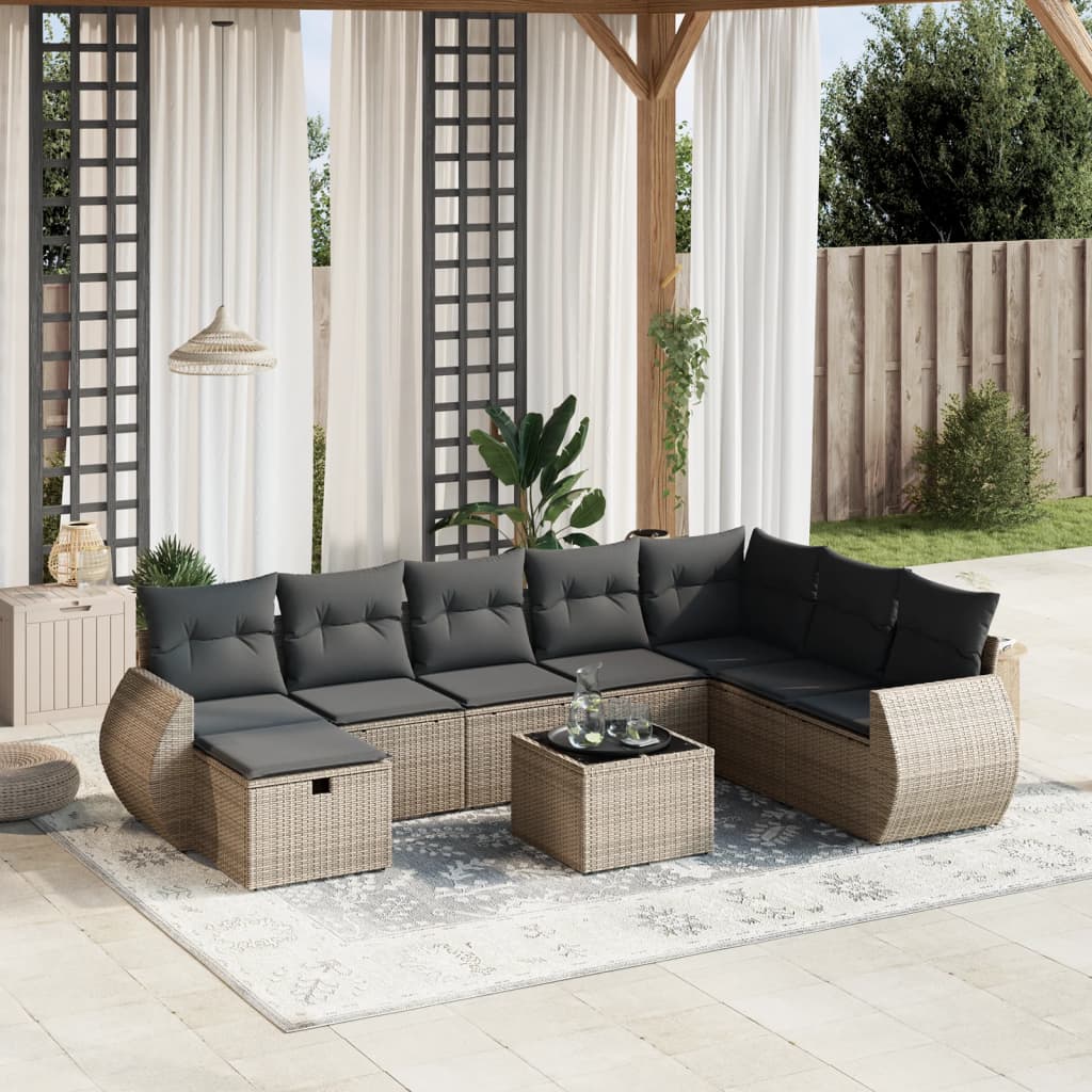 Sofasæt Til Haven 9 Dele Med Hynder Polyrattan Brun