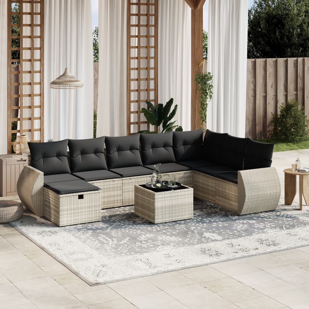 Sofasæt Til Haven 9 Dele Med Hynder Polyrattan Brun