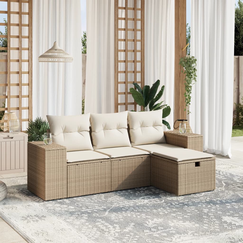 Sofasæt Til Haven 4 Dele Med Hynder Polyrattan Brun