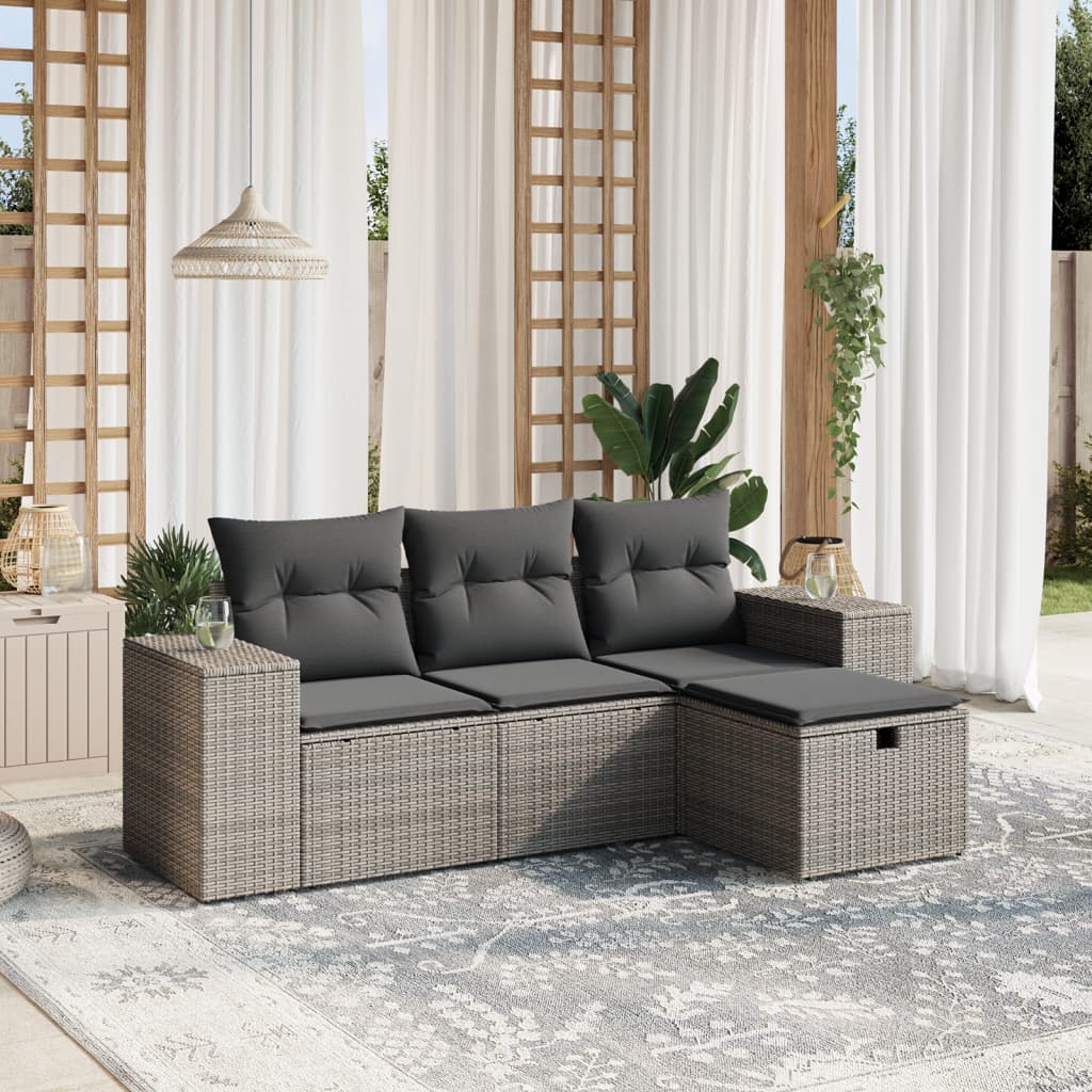 Sofasæt Til Haven 4 Dele Med Hynder Polyrattan Brun