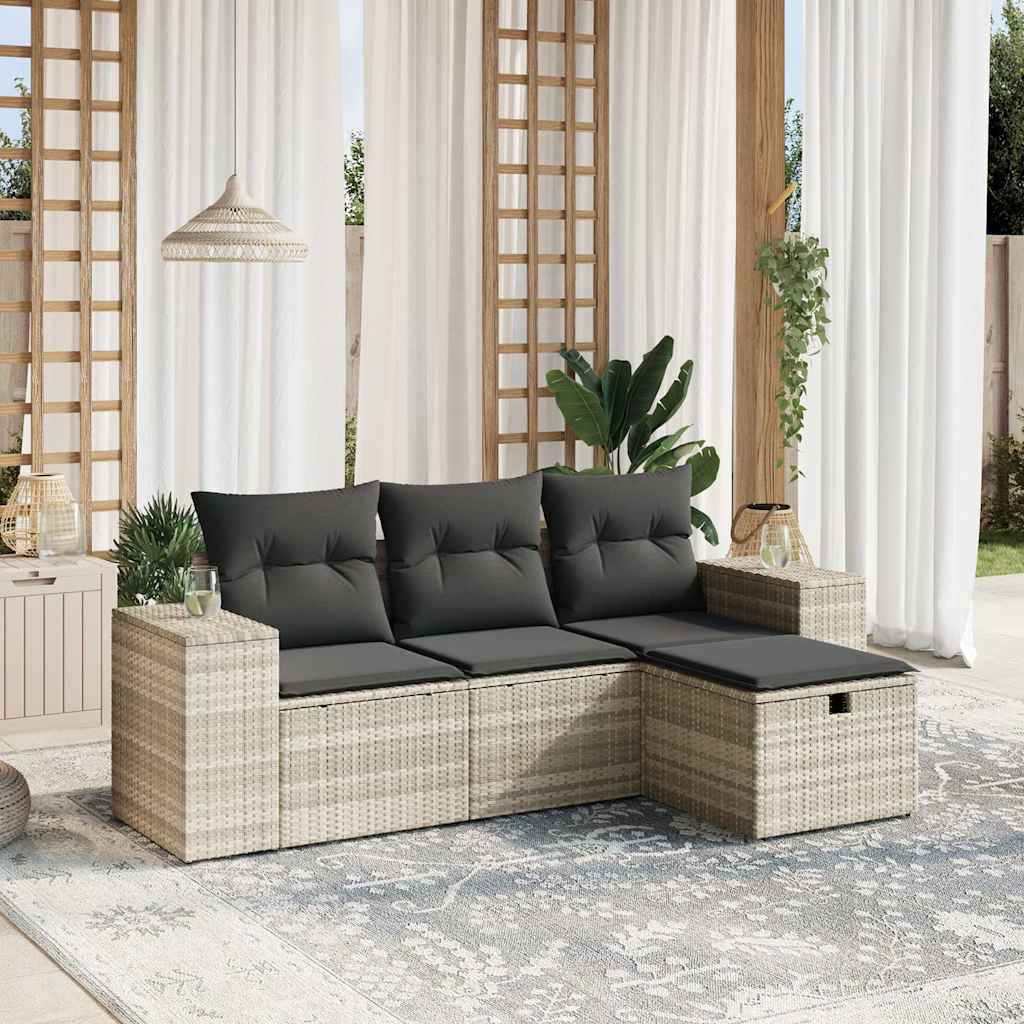Sofasæt Til Haven 4 Dele Med Hynder Polyrattan Brun
