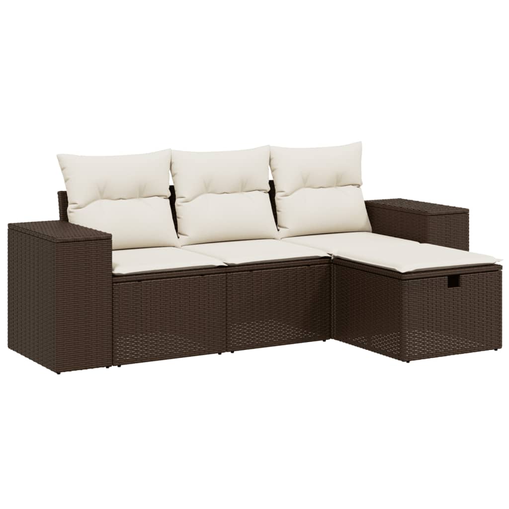 Sofasæt Til Haven 4 Dele Med Hynder Polyrattan Brun