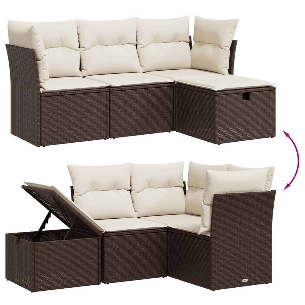Sofasæt Til Haven 4 Dele Med Hynder Polyrattan Brun