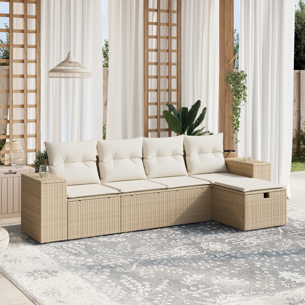 Sofasæt Til Haven 6 Dele Med Hynder Polyrattan Brun