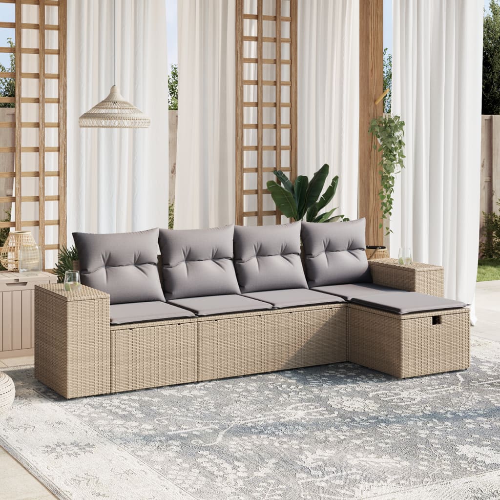 Sofasæt Til Haven 6 Dele Med Hynder Polyrattan Brun