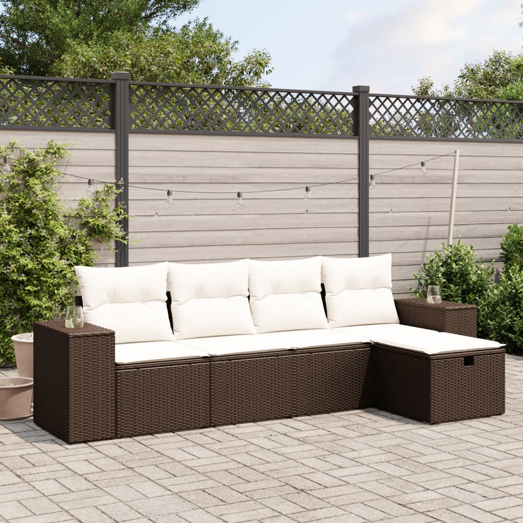 Sofasæt Til Haven 6 Dele Med Hynder Polyrattan Brun
